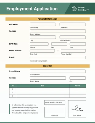 premium  Template: Como Employment Application Form Template