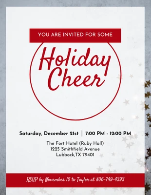 Free  Template: Stars Holiday Cheer Christmas Invitation