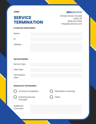 Free  Template: Service Termination Form Template