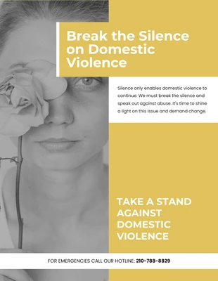 Free  Template: Yellow  Grayscale Silence Domestic Violence