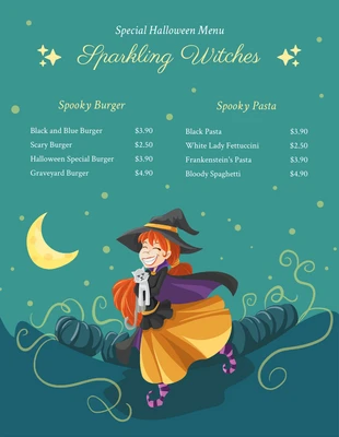 Free  Template: Green Classic Playful Illustration Special Halloween Menu