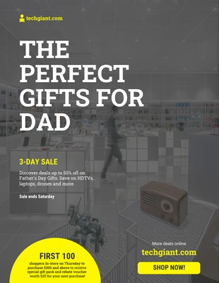 Free  Template: Perfect Gifts for Dad Sale Flyer Template