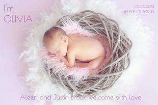 Free  Template: Birth Announcement Card