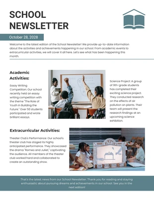 Free  Template: White Green Pastel School Newsletter Template