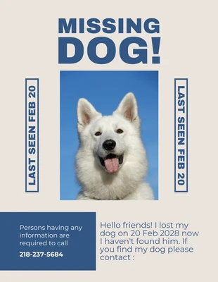 Free  Template: Pearl Bush Missing My Dog Flyer Template