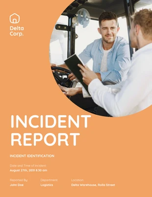 Free  Template: White Orange Incident Report Template