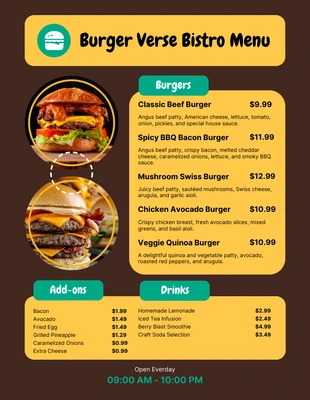 Free  Template: Brown And Yellow Modern Playful Burger Menu