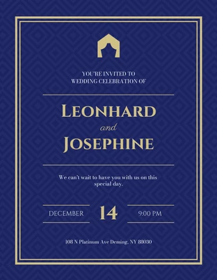 Free  Template: Blue And Gold Simple Formal Invitation