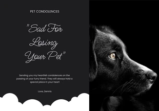 Free  Template: Grey Pet condolences Sympathy card