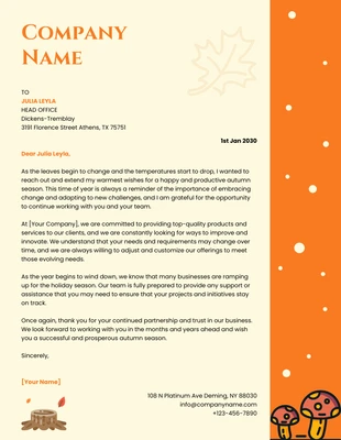 Free  Template: Light Yellow And Orange Modern Illustration Business Autumn Letterhead