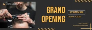 Free  Template: Brown And Gold Grand Opening Barber Banner