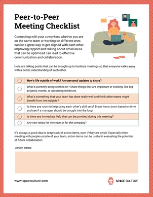 Free interactive Template: Peer-to-Peer Meeting Workplace Checklist Template