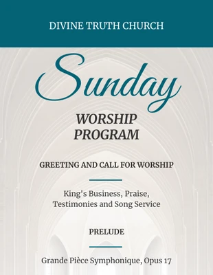 Free  Template: Church Sunday Worship Event Program Template