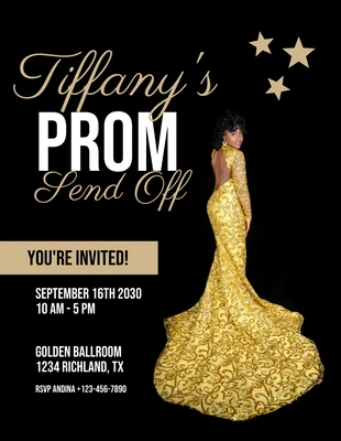 Free  Template: Black Gold Modern Prom Send-Off Flyer Template