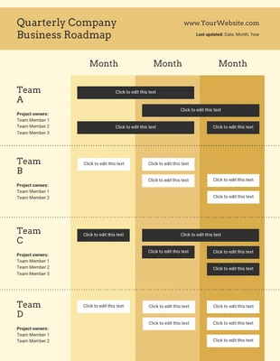 Free  Template: Yellow Blank Business Roadmap Example Template