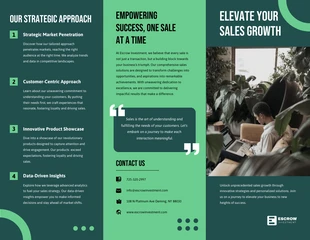 Free  Template: Dark Slate Grey Sales Tri-fold Brochure Template