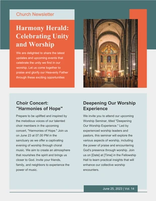 Free  Template: Green Orange Church Newsletter Template