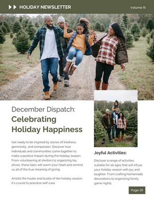 Free  Template: Green White Holiday Newsletter Template