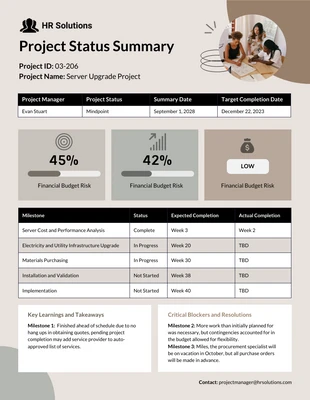 business  Template: Business Project Status Report Template