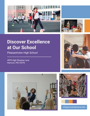 Free  Template: purple and blue promotion of school brochures photo collage