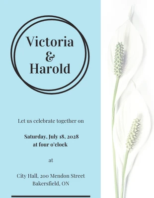 Free  Template: Modern Blue Wedding Invitation