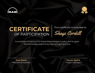 Free  Template: Modern Elegant Certificate of Participation Template