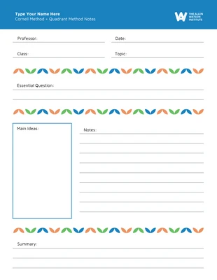 Free  Template: Cornell Notes Example