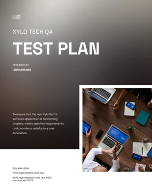 Free  Template: White Brown Test Plan Template