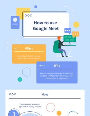 Free  Template: Colorful How to use Google Meet Infographic Template