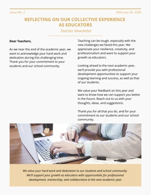 Free  Template: Minimalist Gold Monochrome Teacher Newsletter Template