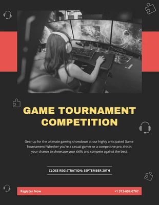 Free  Template: Gaming Tournament Poster Flyer Template