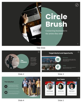 premium accessible Template: Circle Brush Startup Pitch Deck Presentation Template