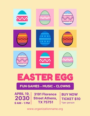 Free  Template: Light Yellow Fun Playful Easter Egg Poster