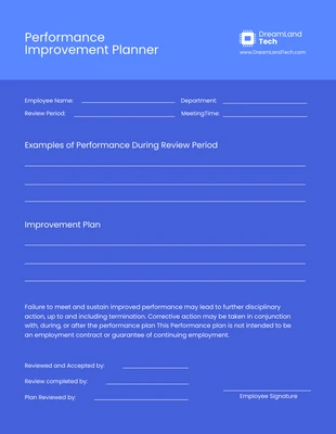 Free  Template: Performance Improvement Plan Template