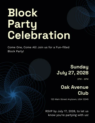 Free  Template: Modern Dark And Cream Block Party Invitation