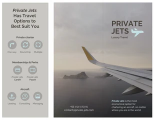 business  Template: Private Jets Airline Tri Fold Brochure Template