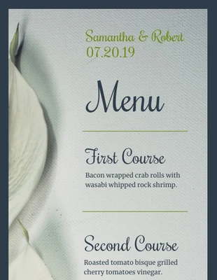 Free  Template: Vertical Wedding Menu