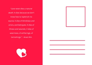 Red Minimalist Geometric Love Postcard - Page 2