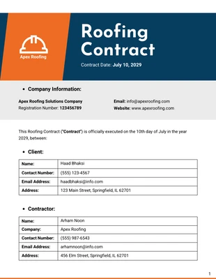 Free  Template: Roofing Contract Template