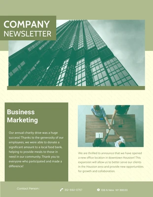 Free  Template: Green Minimalist Company Newsletter Template