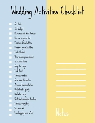 Free  Template: Simple Handwritten Wedding Checklist Template