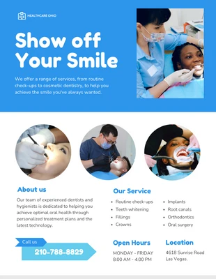 Free  Template: Blue and White Dental Clinic Poster Template