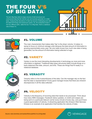 Free  Template: The 4 Vs Of Big Data List Infographic Template