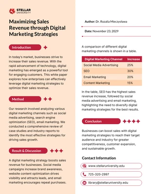 Free  Template: One Page White Paper Template