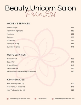 premium  Template: Elegance Peach Beauty Salon Price List Template