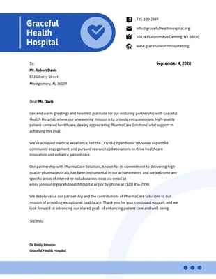 Free  Template: Simple Blue Hospital Letterhead