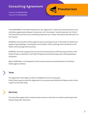 premium  Template: Purple Orange Consulting Agreement