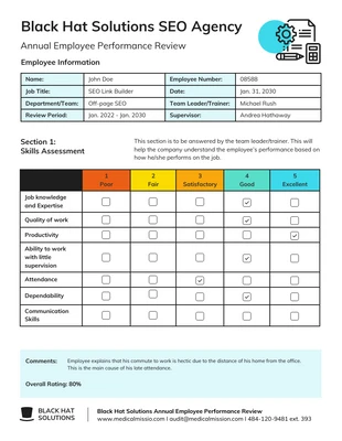 premium interactive Template: Annual Employee Review Report Template