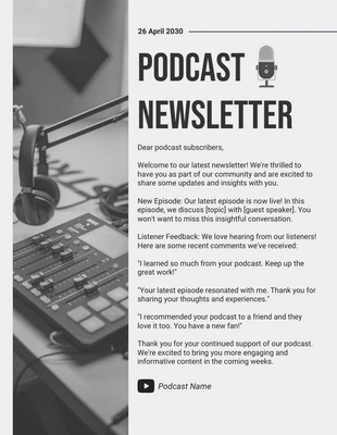 Free  Template: Basic Podcast Email Newsletter Template