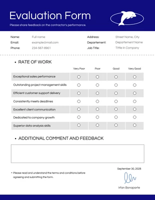 Free  Template: Arapawa Simple Evaluation Form Template